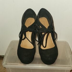 Black Mary Jane Wedges